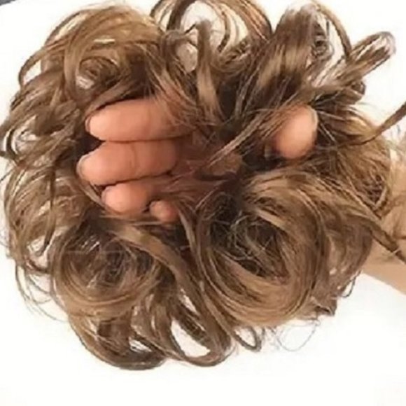 Bun Messy Hair Pieces Extensions Curly Synthetic Updo Lightest Brown Blended - Picture 5 of 11